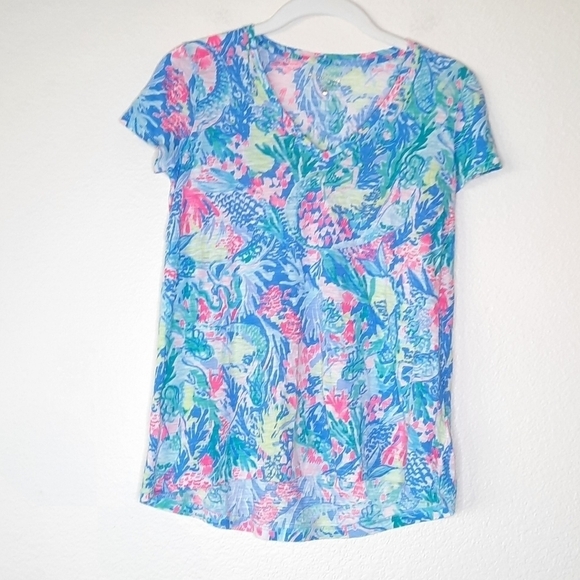 Lilly Pulitzer Gold Label Rainbow Mermaid Tee XXS - Picture 2 of 8